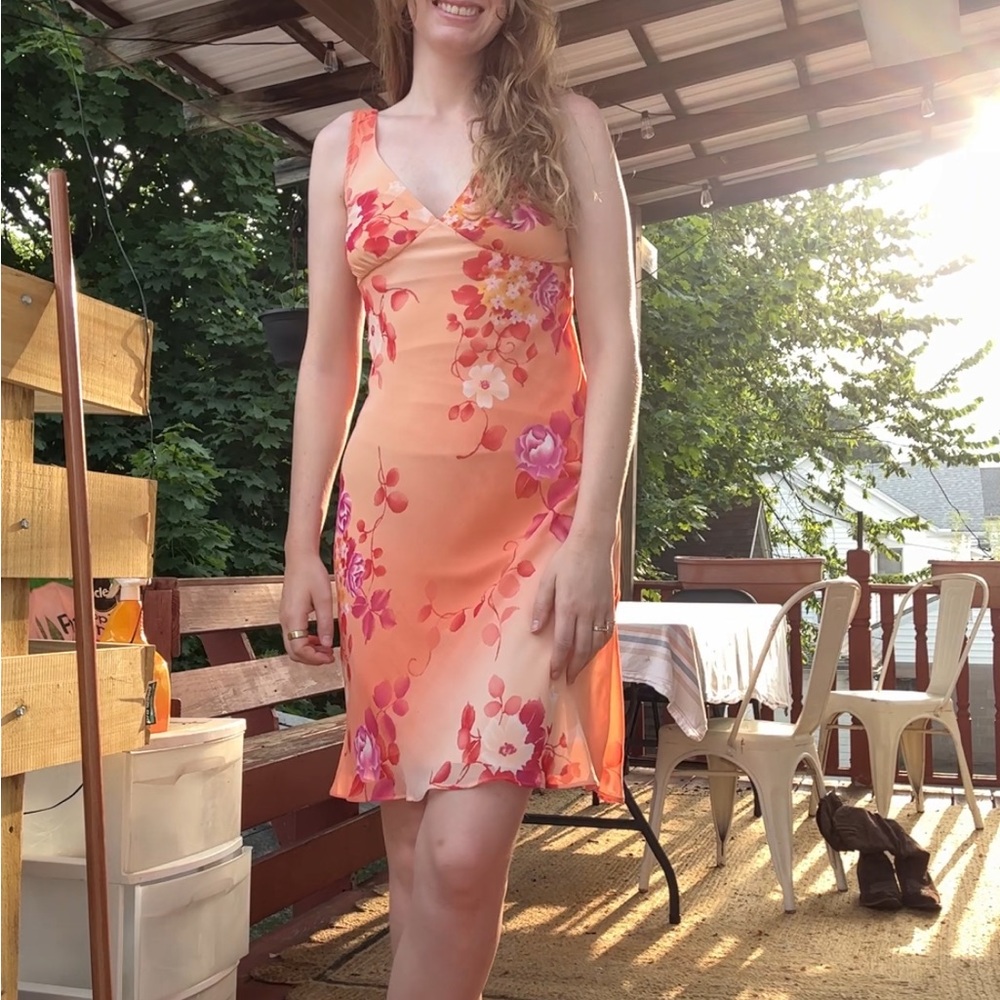 Floral Orange and Pink Dress